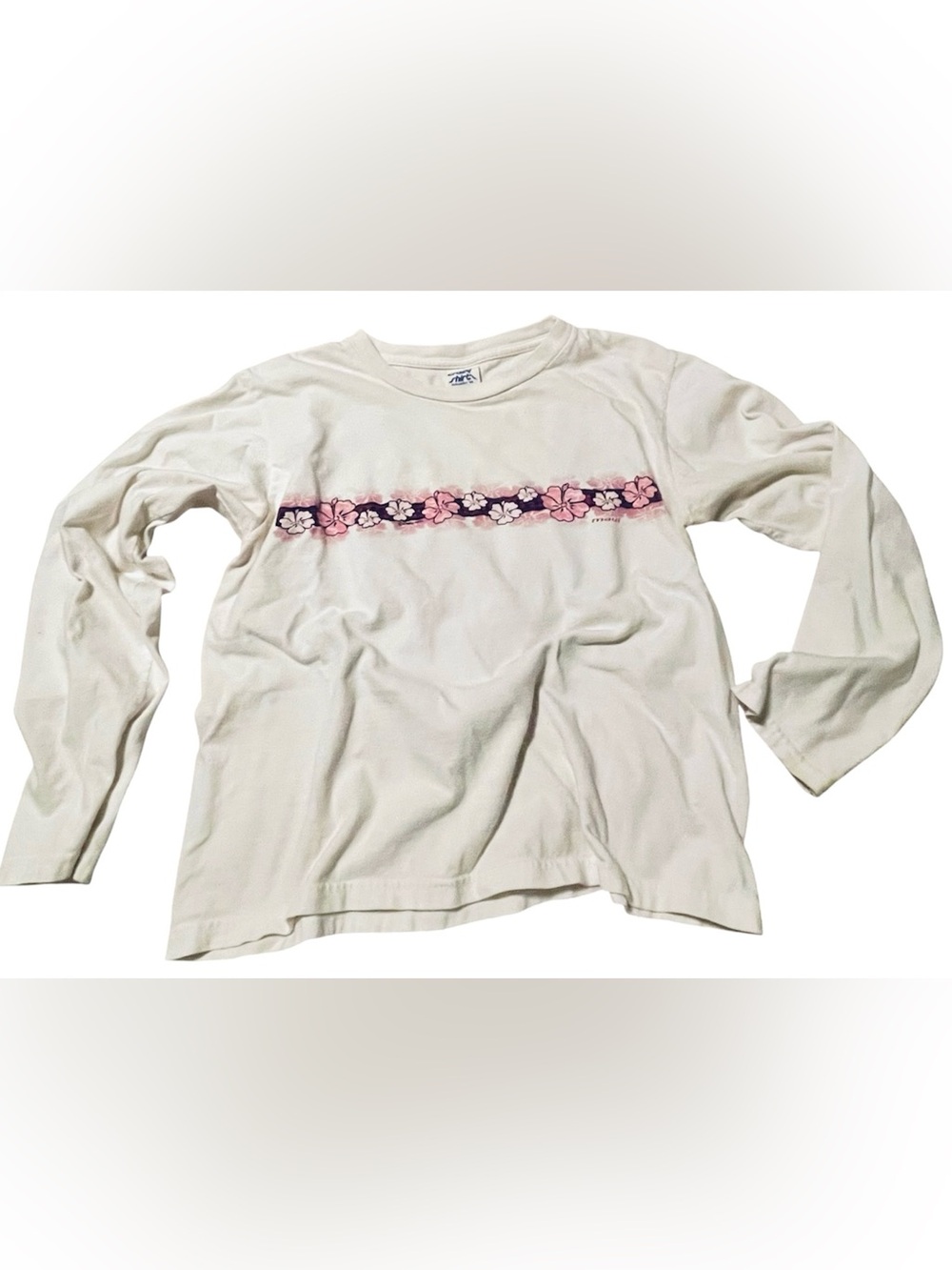 Crazy Shirts Hawaii ‘64 Vintage White Long Sleeve Tee Surf Maui Pink Hibiscus M